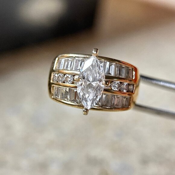 Layer Stackable Cz 925 Gold Vermeil Ring - Picture 7 of 11